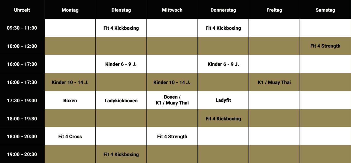 Trainingszeiten